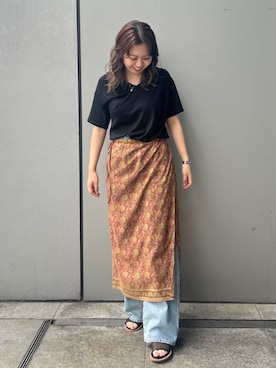 「Ungrid（アングリッド）のアイテム（スカート）」を使った、山﨑絢音さん（レディース・155cm）の夏コーディネート