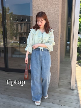 「tiptop（ティップトップ）のアイテム」を使った、シホ🌷さん（レディース・155cm）の春コーディネート