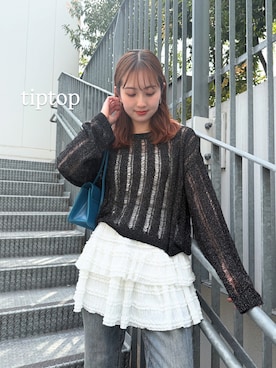 「tiptop（ティップトップ）のアイテム」を使った、シホ🌷さん（レディース・155cm）の春コーディネート