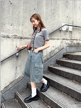 「アイテム（トップス）」を使った、シホ🌷さん（レディース・155cm）の夏コーディネート