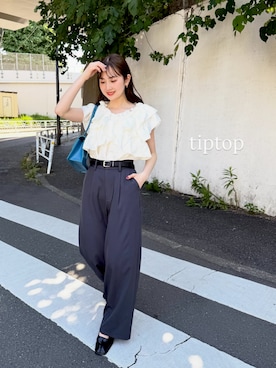 「アイテム（スラックス）」を使った、シホ🌷さん（レディース・155cm・20代）の夏コーディネート