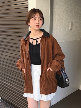 「tiptop」｜「アイテム（ブルゾン）」を使った、シホ🌷さん（レディース・155cm）の秋コーディネート