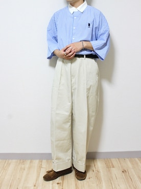 「アイテム（チノパンツ）」を使った、tom🐶さん（メンズ・167cm）の夏コーディネート