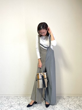 「アイテム（サロペット/オーバーオール）」を使った、sayakaさん（レディース・170cm）の秋コーディネート