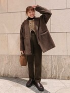 lawgy（ラウジー）の「shaggy accent button jacket coat / シャギー