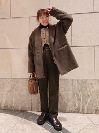 lawgy シャギージャケットコート ホワイト lawgy（ラウジー）の「shaggy accent button jacket coat
