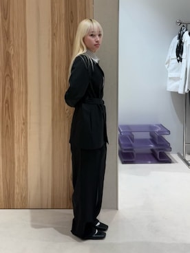 「シャツスタイル」｜「アイテム（ノーカラージャケット）」を使った、yoshizumiさん（レディース・158cm）の冬コーディネート