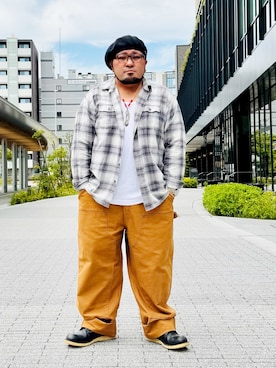 「アイテム（ハンチング/ベレー帽）」を使った、ぬ〜さんさん（メンズ・165cm）の秋コーディネート