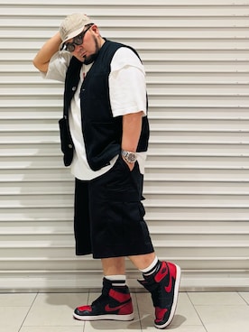 「アイテム（ベスト）」を使った、ぬ〜さんさん（メンズ・165cm）の夏コーディネート