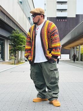 「アイテム（ハンチング/ベレー帽）」を使った、ぬ〜さんさん（メンズ・165cm）の秋コーディネート