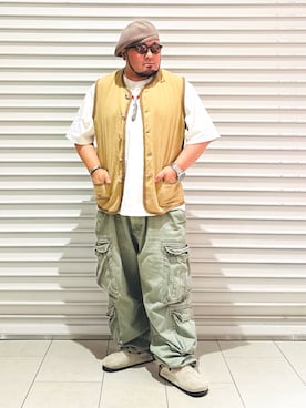 「アイテム（サンダル）」を使った、ぬ〜さんさん（メンズ・165cm）の夏コーディネート