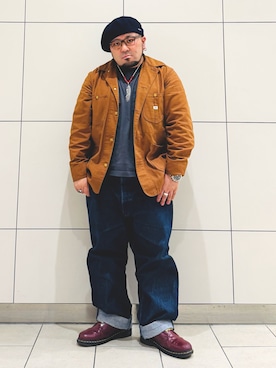 「アイテム（ハンチング/ベレー帽）」を使った、ぬ〜さんさん（メンズ・165cm）の秋コーディネート