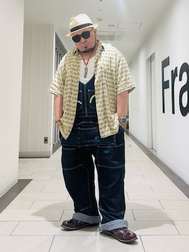 EVISU ダブルニーオーバーオール サロペット EVISUのサロペット/オーバーオールを使った人気ファッション