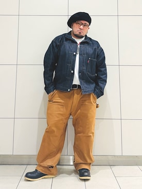 「アイテム（ハンチング/ベレー帽）」を使った、ぬ〜さんさん（メンズ・165cm）の秋コーディネート