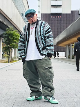 「アイテム（ハンチング/ベレー帽）」を使った、ぬ〜さんさん（メンズ・165cm）の秋コーディネート