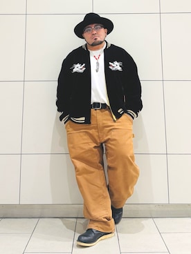 「アイテム（チノパンツ）」を使った、ぬ〜さんさん（メンズ・165cm）の秋コーディネート