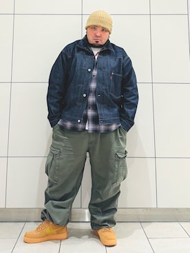 「アイテム（カーゴパンツ）」を使った、ぬ〜さんさん（メンズ・165cm）の秋コーディネート