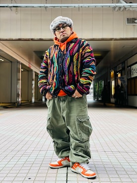 「アイテム（カーディガン/ボレロ）」を使った、ぬ〜さんさん（メンズ・165cm）の冬コーディネート