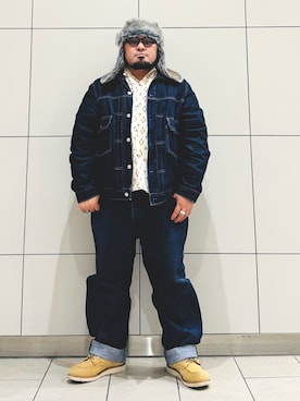 「Zoff（ゾフ）のアイテム」を使った、ぬ〜さんさん（メンズ・165cm）の冬コーディネート