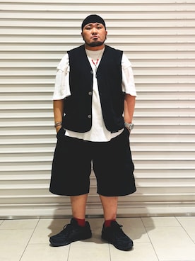 「アイテム（ニットキャップ/ビーニー）」を使った、ぬ〜さんさん（メンズ・165cm）の夏コーディネート