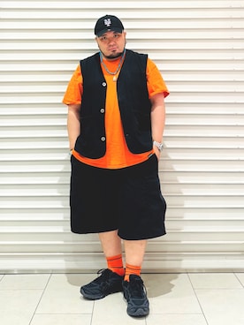 「アイテム（帽子）」を使った、ぬ〜さんさん（メンズ・165cm）の夏コーディネート