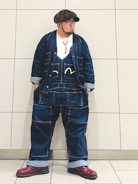 「アイテム（キャスケット）」を使った、ぬ〜さんさん（メンズ・165cm）の秋コーディネート
