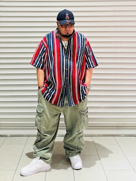 「アイテム（カーゴパンツ）」を使った、ぬ〜さんさん（メンズ・165cm）の夏コーディネート