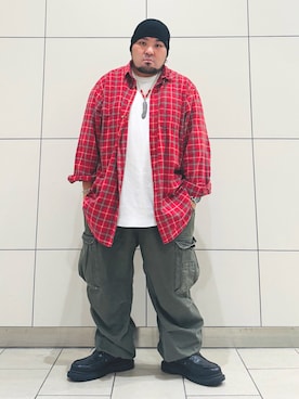 「アイテム（モカシン/デッキシューズ）」を使った、ぬ〜さんさん（メンズ・165cm）の秋コーディネート