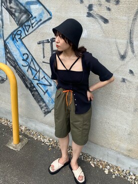 「Kastane（カスタネ）のクローシュHAT（ハット）」を使った、zakkyさん（レディース・151cm）の夏コーディネート