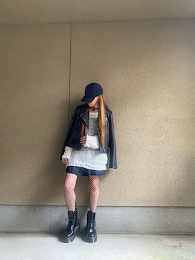 「ROSE BUD（ローズバッド）のレザーライダースジャケット（ライダースジャケット）」を使った、A☆Fさん（レディース・153cm）の秋コーディネート