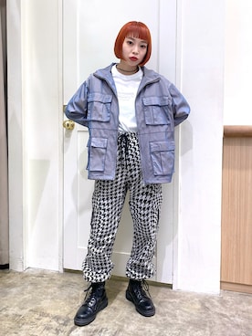 「153cm」｜「アイテム（ブルゾン）」を使った、山岸 千花さん（レディース・153cm）の春コーディネート