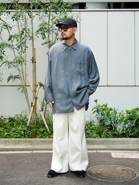 「PUBLIC TOKYO（パブリックトウキョウ）のアイテム（シャツ/ブラウス）」を使った、田中貴大さん（メンズ・168cm）の春コーディネート