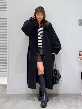 「Heather（ヘザー）の【累計10万本】楽ちんなのに美脚！秋冬No.1ブーツ　インヒールストレッチロングブーツ　571563（ブーツ）」を使った、mioさん（レディース・157cm）の冬コーディネート