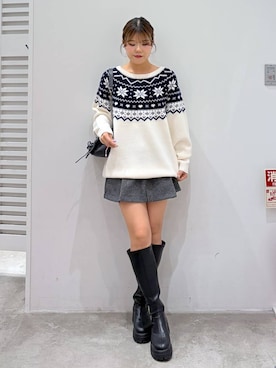 「Heather（ヘザー）の【累計10万本】楽ちんなのに美脚！秋冬No.1ブーツ　インヒールストレッチロングブーツ　571563（ブーツ）」を使った、mioさん（レディース・157cm）の秋コーディネート