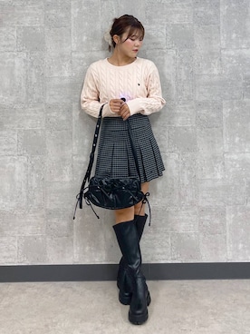 「Heather（ヘザー）のアイテム（ニット/セーター）」を使った、mioさん（レディース・157cm）の秋コーディネート