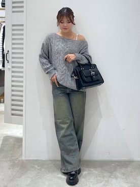 「Heather（ヘザー）のアイテム（デニムパンツ）」を使った、mioさん（レディース・157cm）の秋コーディネート