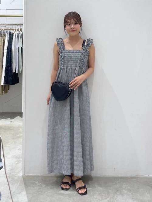 Hether フリルショルダーオールインワンつなぎチェック Heather｜フリルショルダーオールインワン | Rakuten Fashion