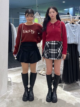 シャギーチェックミニスカート 249317を使った人気ファッション