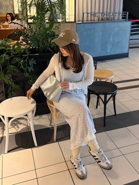 「Heather（ヘザー）のアイテム（帽子）」を使った、mioさん（レディース・157cm）の夏コーディネート