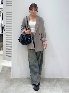 「Heather（ヘザー）のアイテム（テーラードジャケット）」を使った、mioさん（レディース・157cm）の秋コーディネート
