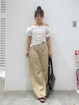 「Heather（ヘザー）のアイテム（Tシャツ/カットソー）」を使った、mioさん（レディース・157cm）の夏コーディネート