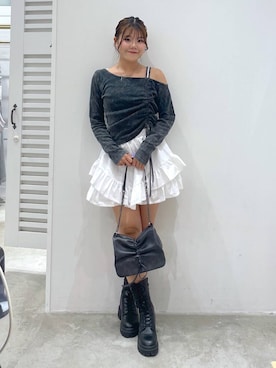 「Heather（ヘザー）のアイテム（Tシャツ/カットソー）」を使った、mioさん（レディース・157cm）の夏コーディネート