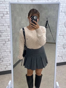 「Heather（ヘザー）のアイテム（ニット/セーター）」を使った、mioさん（レディース・157cm）の秋コーディネート