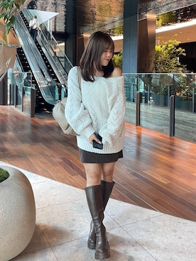 「Heather（ヘザー）のアイテム（ニット/セーター）」を使った、mioさん（レディース・157cm）の秋コーディネート