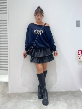 「Heather（ヘザー）の【累計10万本】楽ちんなのに美脚！秋冬No.1ブーツ　インヒールストレッチロングブーツ　571563（ブーツ）」を使った、mioさん（レディース・157cm）の秋コーディネート