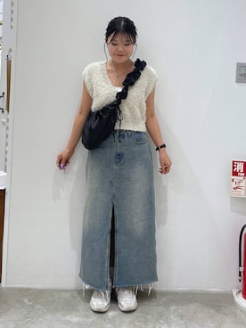 「Heather（ヘザー）のアイテム（ベスト）」を使った、mioさん（レディース・157cm）の夏コーディネート