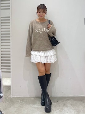 「Heather（ヘザー）のアイテム（ニット/セーター）」を使った、mioさん（レディース・157cm）の秋コーディネート