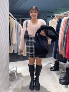 「Heather（ヘザー）のアイテム（ムートンコート）」を使った、mioさん（レディース・157cm）の冬コーディネート