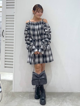 「アイテム（ブーツ）」を使った、mioさん（レディース・157cm）の夏コーディネート
