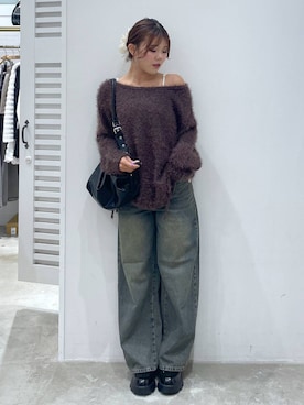 「Heather（ヘザー）のアイテム（デニムパンツ）」を使った、mioさん（レディース・157cm）の秋コーディネート